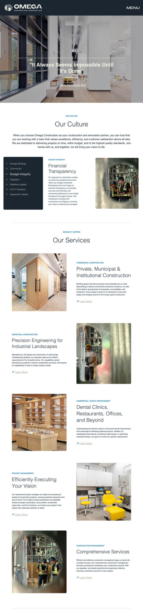 Omega Construction website design