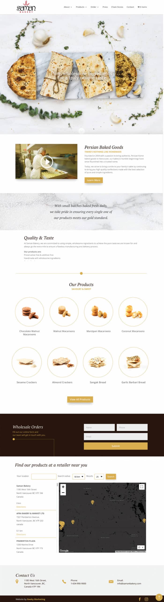 Saman Bakery website design