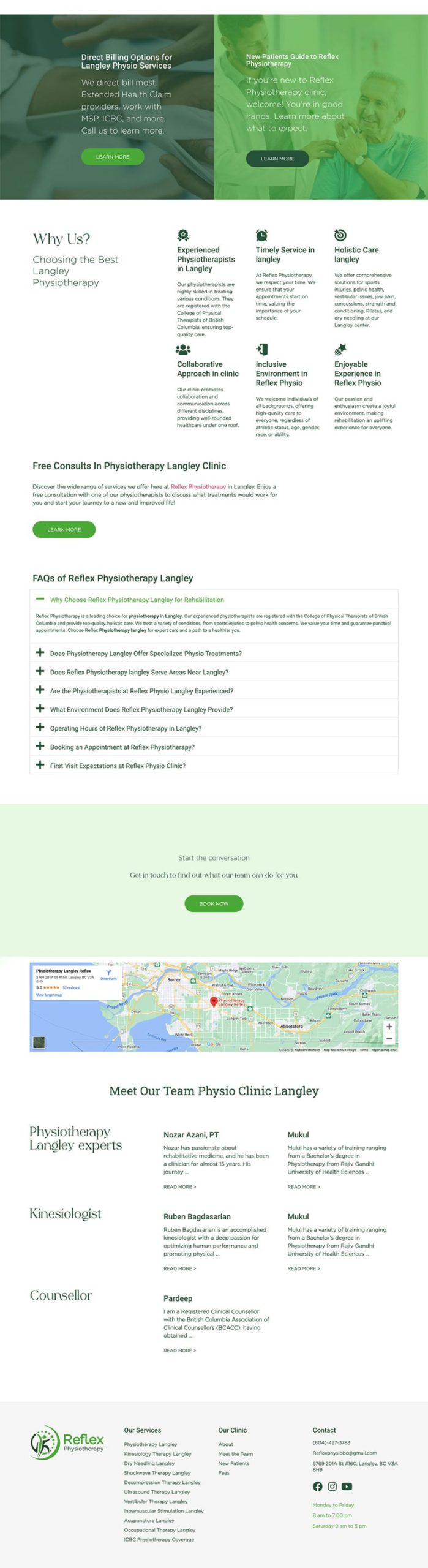 Reflex Physiotherapy website design