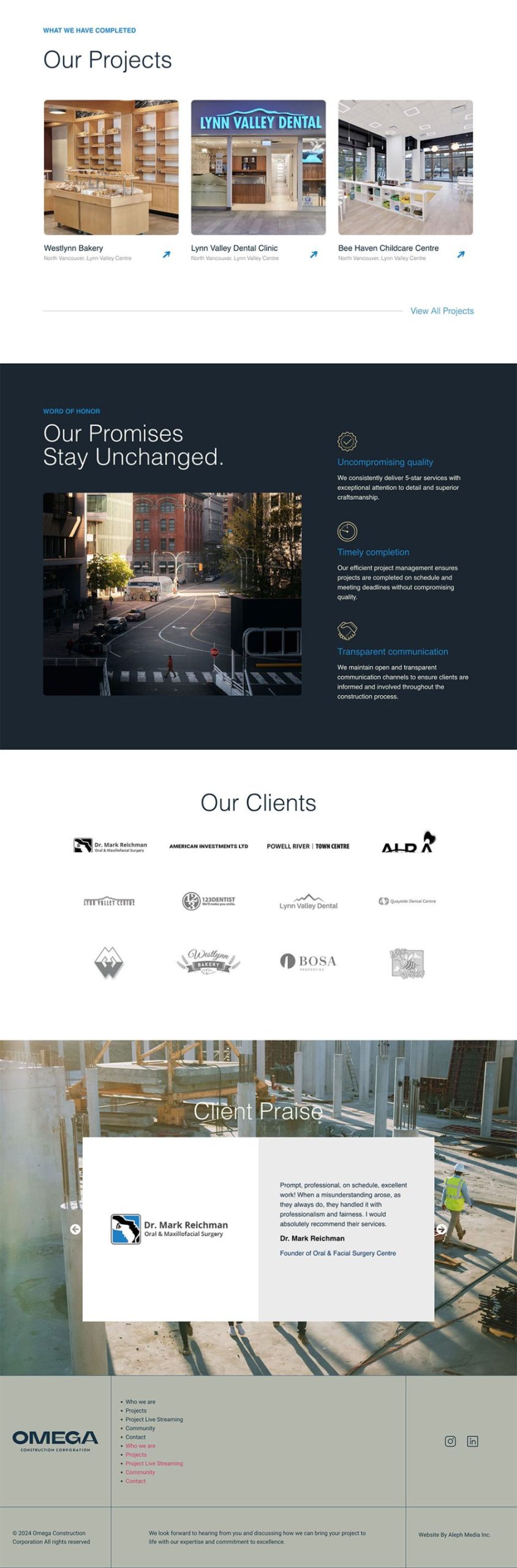 Omega Construction website design