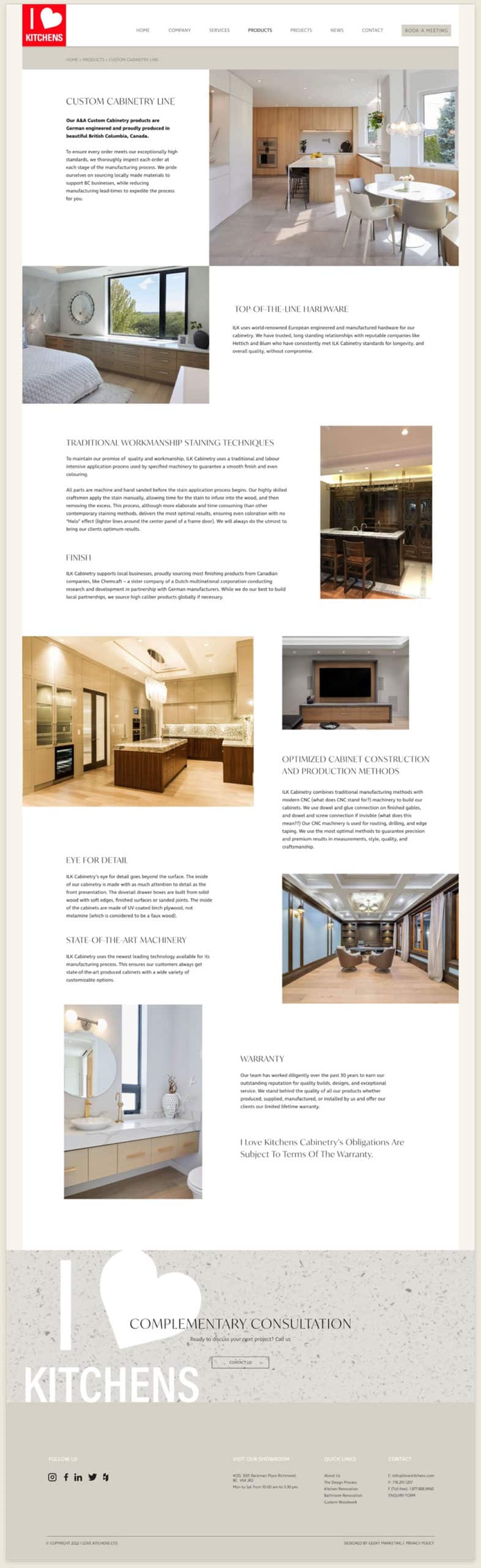 I Love Kitchens website design