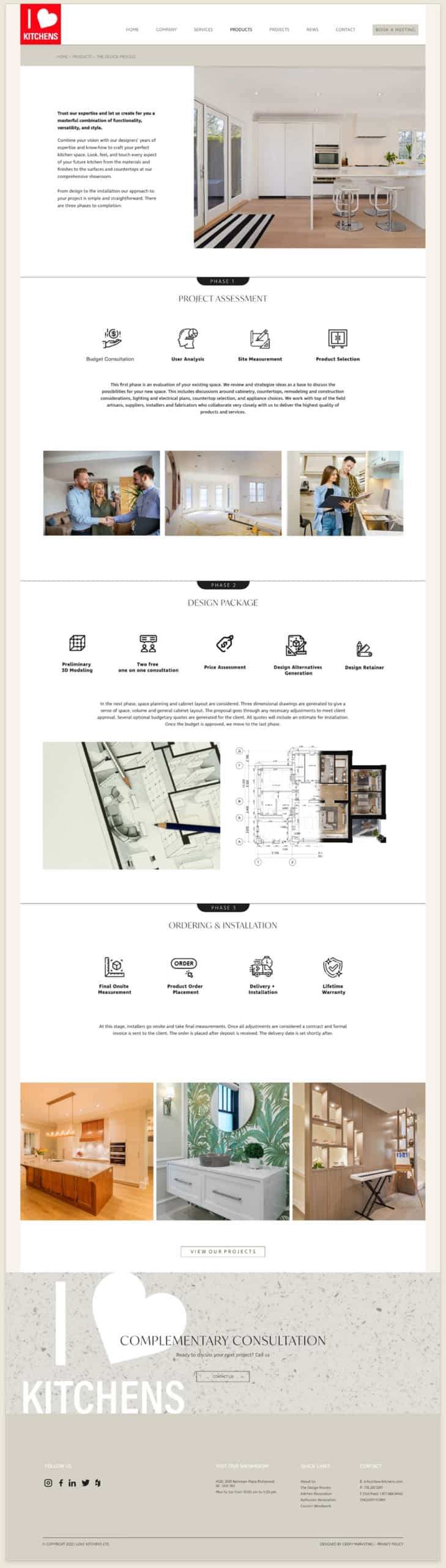 I Love Kitchens website design