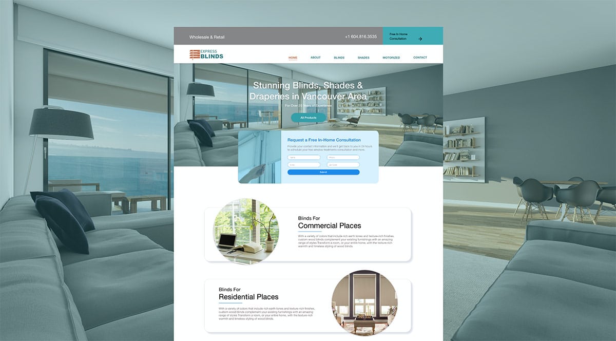 Express Blinds website design