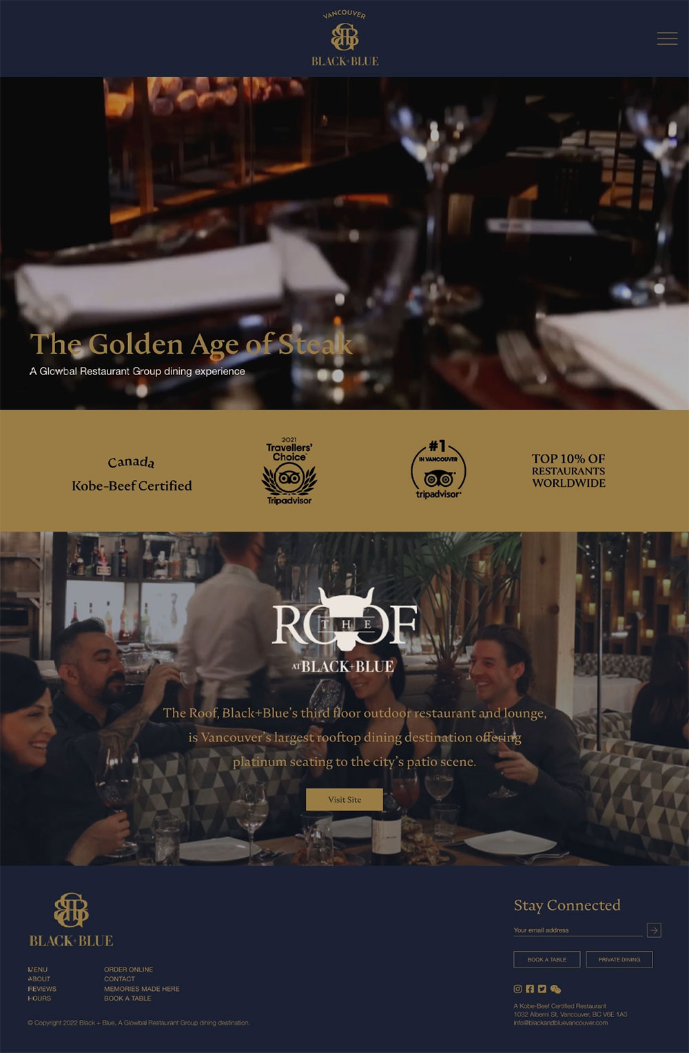 Black & Blue Steak House website design