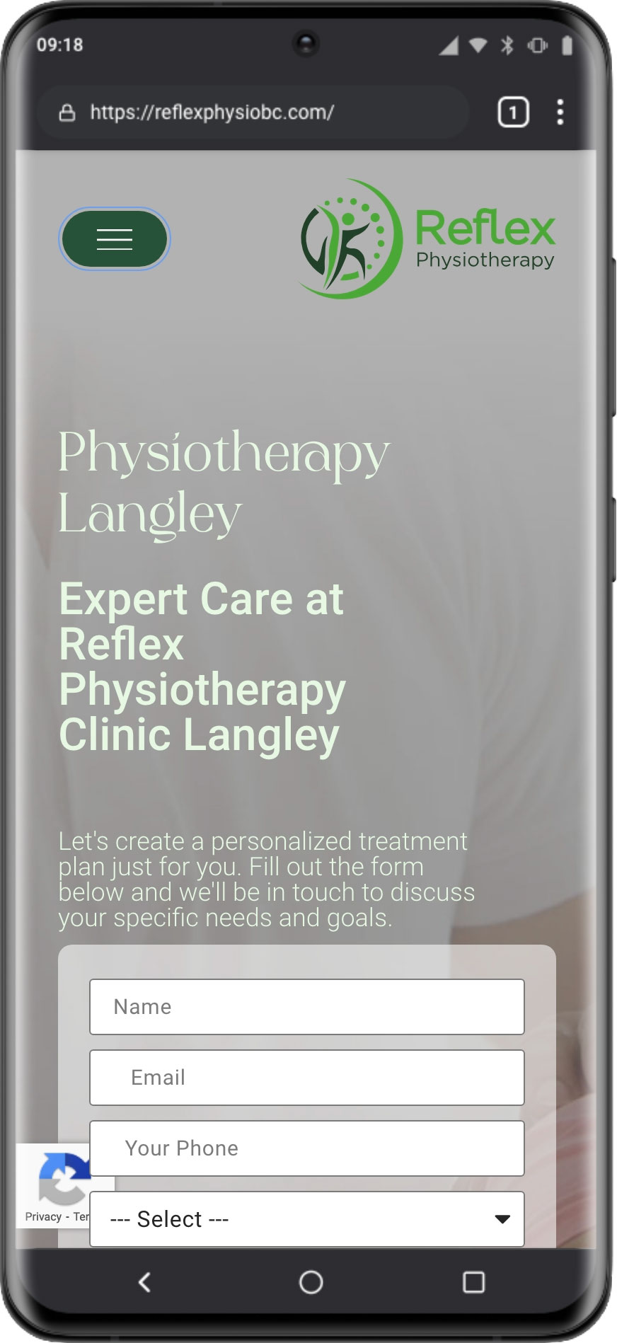Reflex Physiotherapy website design