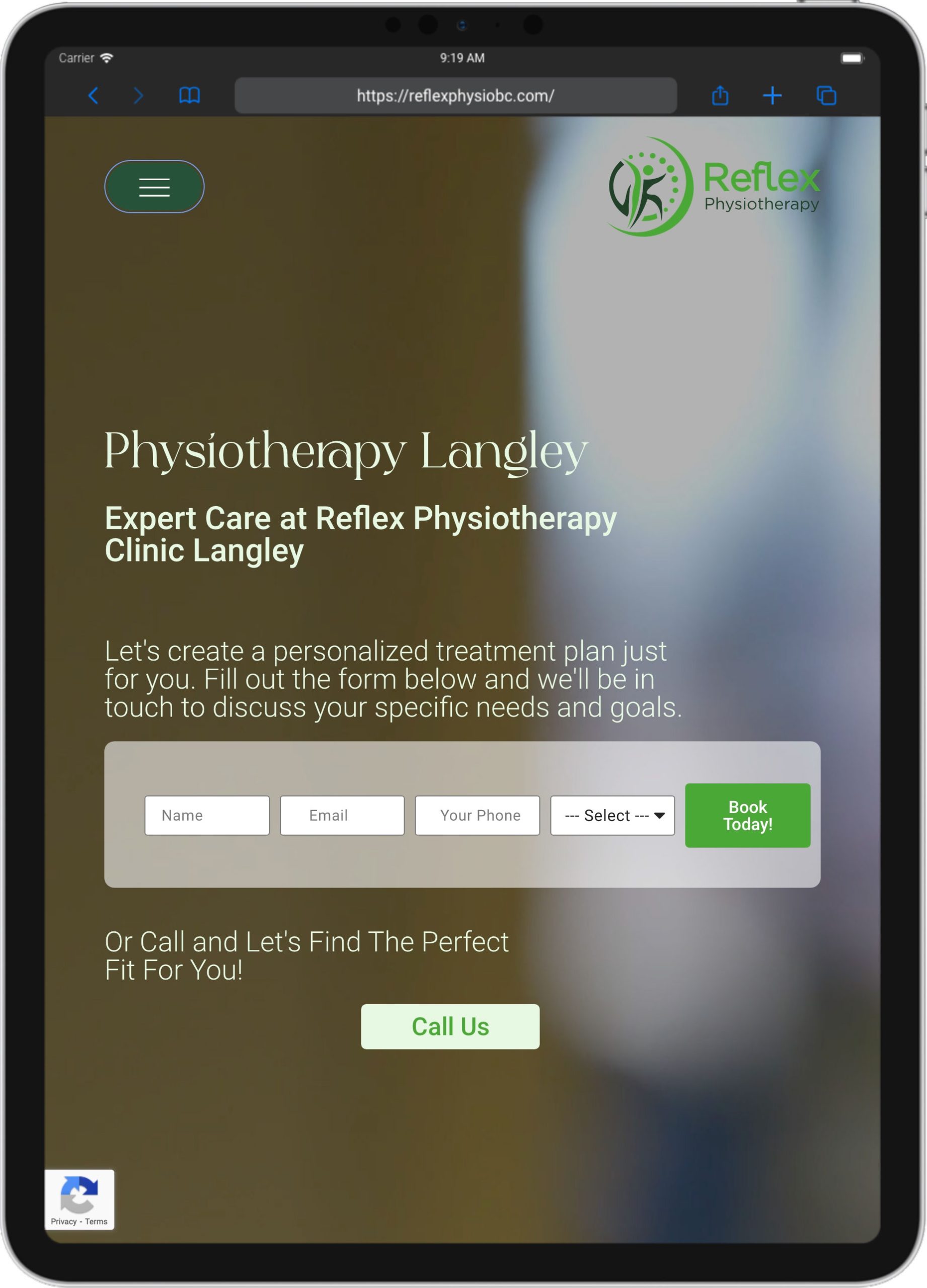 Reflex Physiotherapy website design