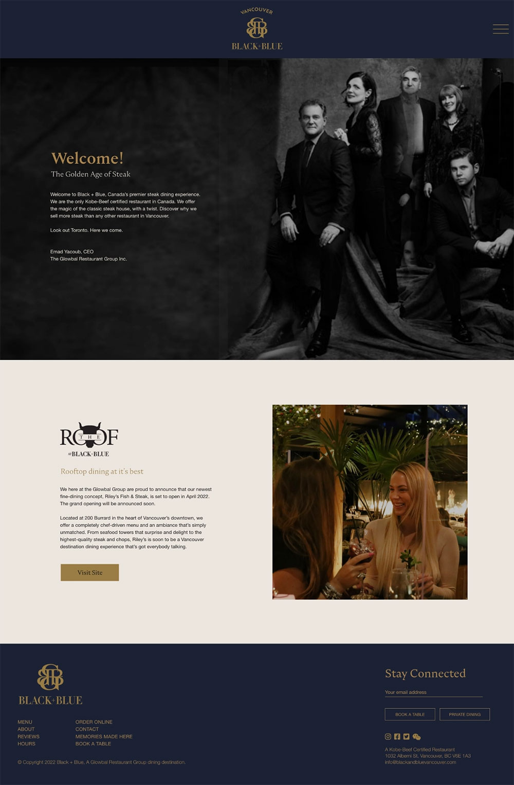 Black & Blue Steak House website design
