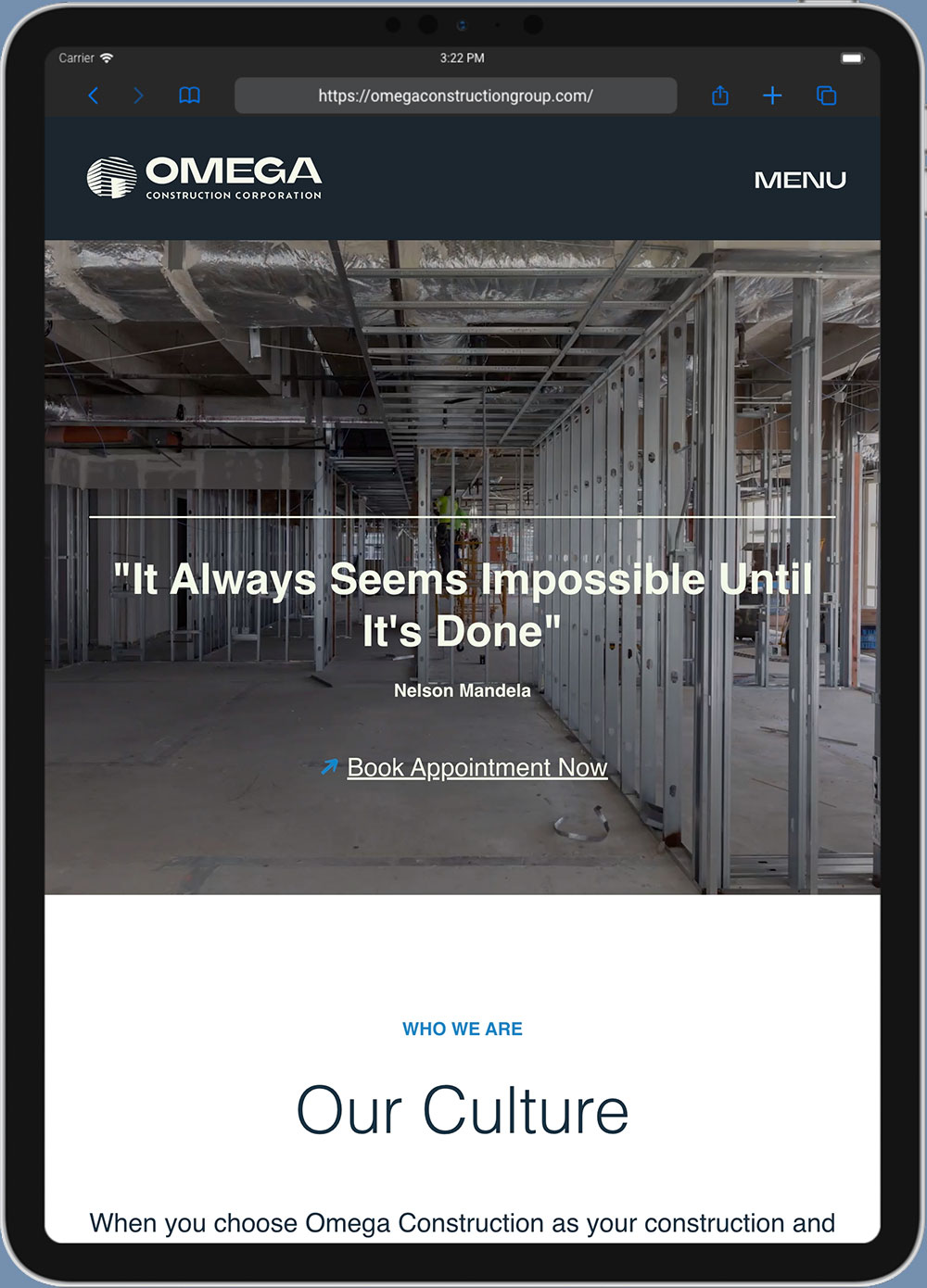 Omega Construction website design