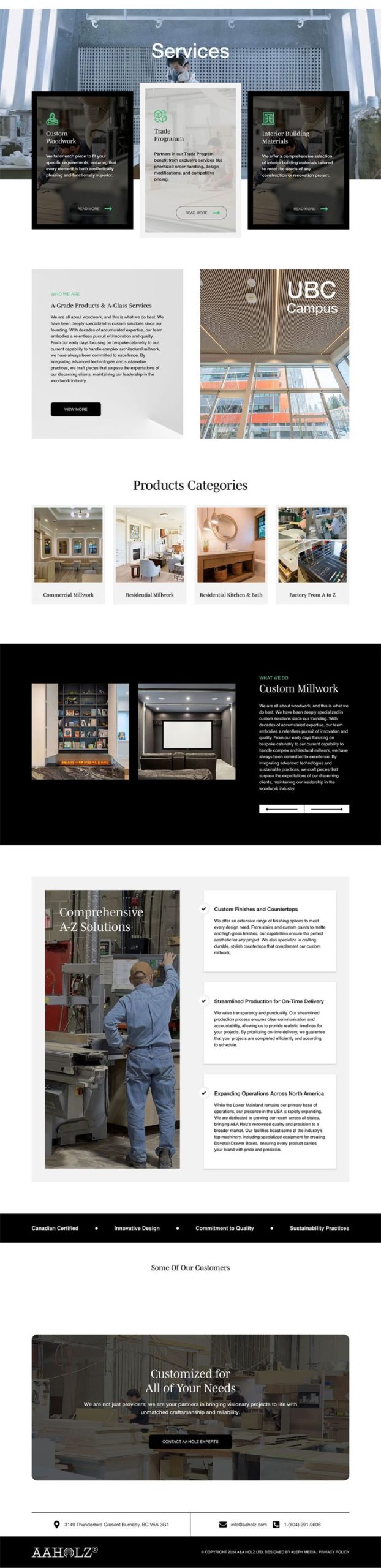 AAHOLZ Millwork website design