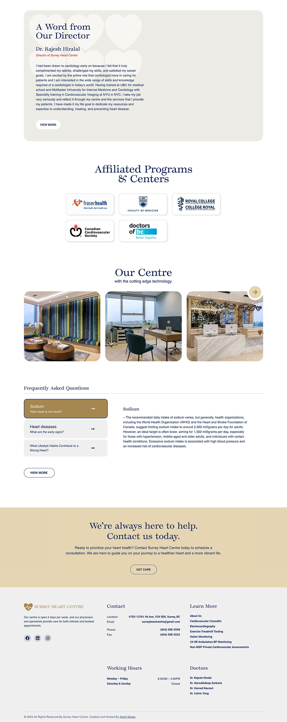 Surrey Heart Centre website design