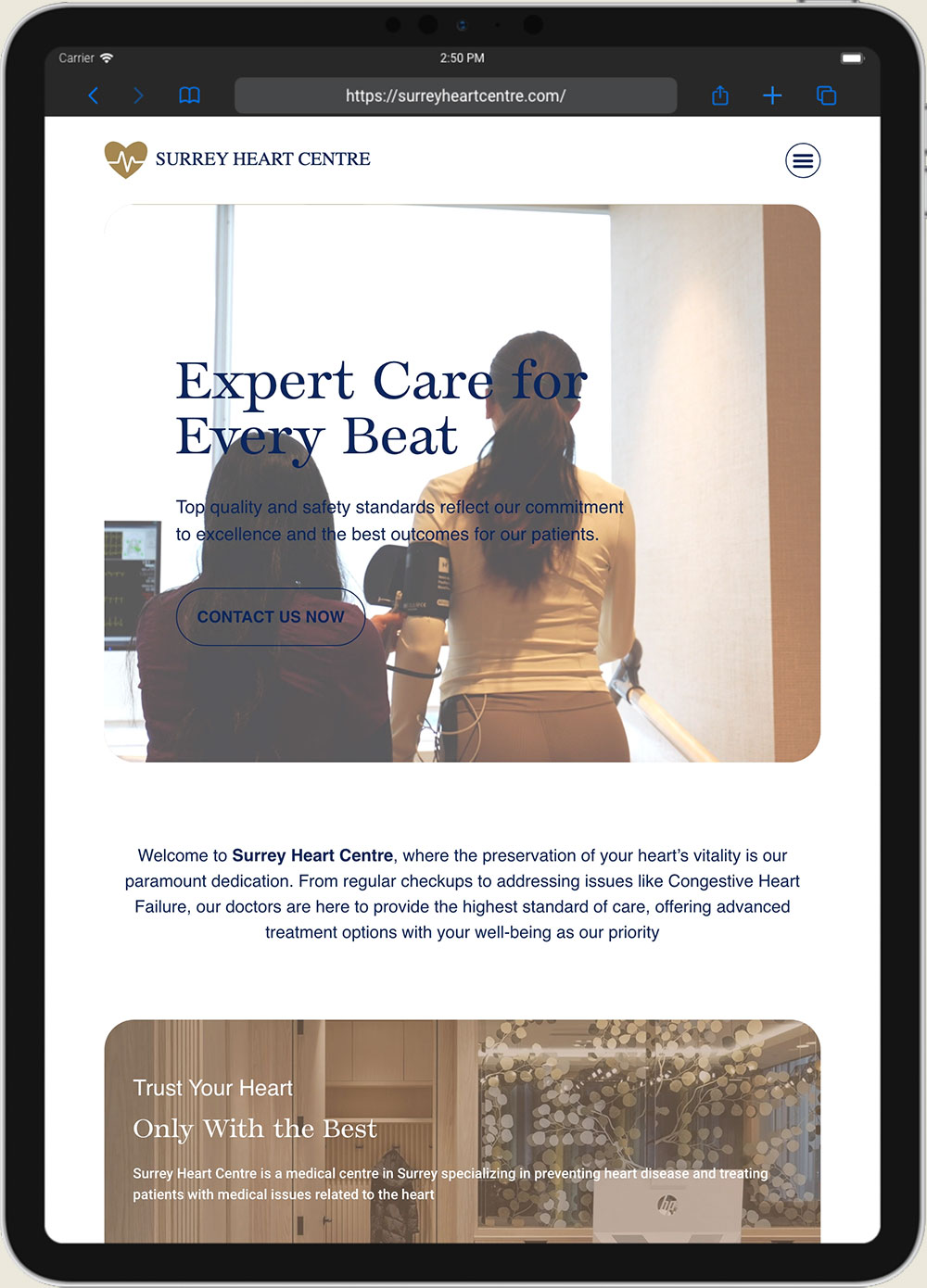 Surrey Heart Centre website design